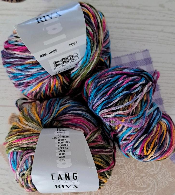 Lang Yarns Riva - 2 Bollen Kleurrijk Verloopgaren, Hobby en Vrije tijd, Breien en Haken, Nieuw, Breien of Haken, Wol of Garen