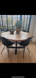 Eettafel 130 cm doorsnee robuust mangohout - industrieel, Huis en Inrichting, Tafels | Eettafels, Ophalen, Zo goed als nieuw, Rond