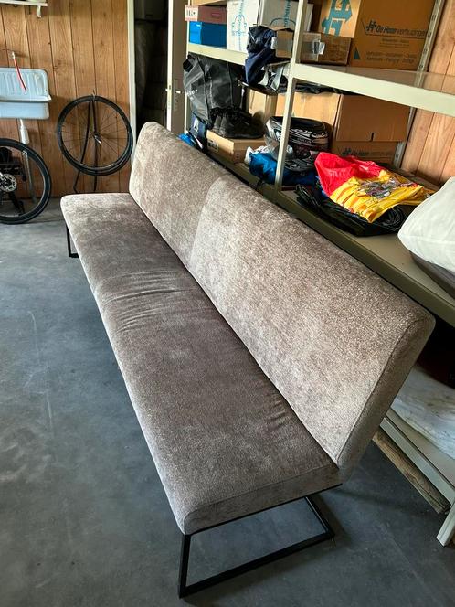 Eetbank bouclé taupe 2,60 meter, Huis en Inrichting, Stoelen, Zo goed als nieuw, Stof, Ophalen