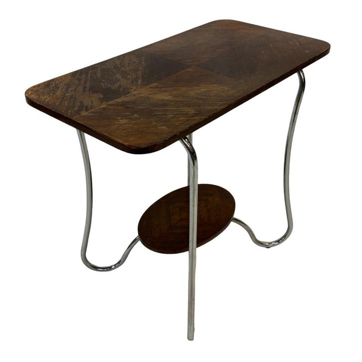Vintage Art Deco / Bauhaus stijl bijzettafel sidetable 60's, Huis en Inrichting, Tafels | Sidetables, Gebruikt, 25 tot 50 cm, 50 tot 100 cm