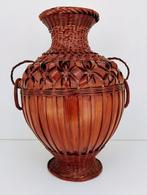 Vintage bamboo vaas Ikebana met binnenvaas, Ophalen of Verzenden