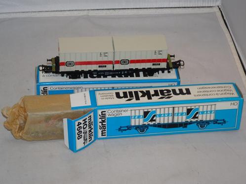 2 x Marklin 4664/4668 containerwagons DB NIEUW in OVP (#913), Hobby en Vrije tijd, Modeltreinen | H0, Nieuw, Wagon, Wisselstroom