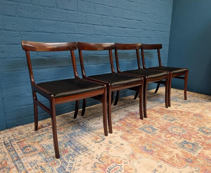 4x Vintage stoelen, model 'Rundstedlund' door Ole Wanscher, Huis en Inrichting, Stoelen, Gebruikt, Vier, Hout, Bruin, Ophalen