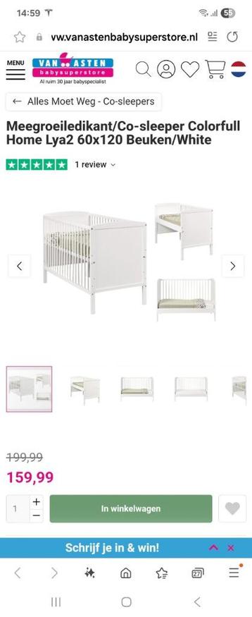 Meegroeiledikant Co-sleeper Colorfull Home Lya2 60x120 White beschikbaar voor biedingen