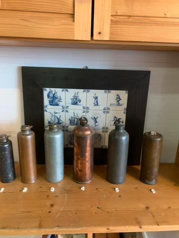 Antiek, kruik, koper, tin, ster. beschikbaar voor biedingen