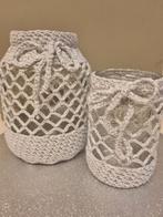 Gehaakte kandelaars - set van 2 ** Kerst tip **, Overige materialen, Nieuw, Ophalen of Verzenden, Grijs