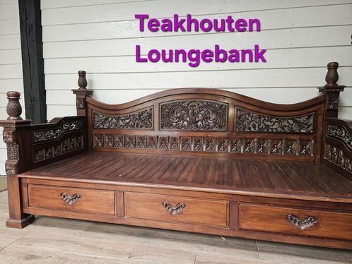 Javaans Teakhouten Loungebank, Antiek en Kunst, Antiek | Meubels | Stoelen en Banken, Ophalen