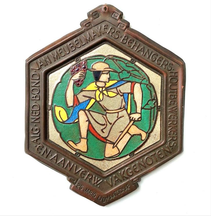 Art Deco Jan Eisenloeffel Geëmaillerde Plaquette, Antiek en Kunst, Curiosa en Brocante, Verzenden