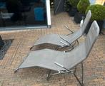 Twee comfortabele ligstoelen, Tuin en Terras, Ligbedden, Ophalen, Gebruikt, Textileen, Verstelbaar