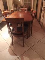 Massief eiken eettafel met 6 stoelen kersen gekleurd, Huis en Inrichting, Tafels | Eettafels, Ophalen, Gebruikt, Klassiek, 200 cm of meer