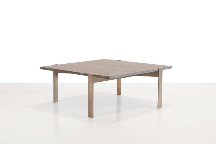 Design Salontafel met leisteen blad ontworpen door Rob Parry, Huis en Inrichting, Tafels | Salontafels, Gebruikt, Minder dan 50 cm