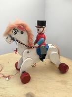 Houten vintage paard met ruiter, Antiek en Kunst, Curiosa en Brocante, Ophalen of Verzenden