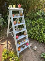 Antieke houten lichtblauwe schilderstrap IGS €60,-, Antiek en Kunst, Ophalen