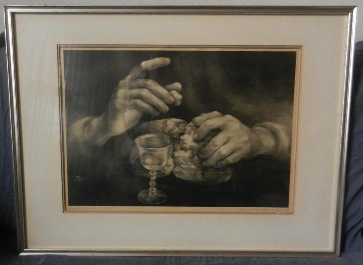Litho Laatste Avondmaal Aart van Dobbenburgh 1957 33,3x49,6, Antiek en Kunst, Kunst | Litho's en Zeefdrukken, Ophalen of Verzenden