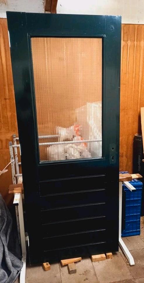 Gebruikte houten deur met glas, Doe-het-zelf en Verbouw, Deuren en Horren, Gebruikt, 200 tot 215 cm, Glas, Ophalen