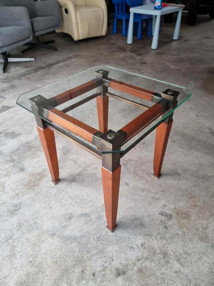Art Deco Salon Tafeltje, Huis en Inrichting, Tafels | Bijzettafels, Gebruikt, Vierkant, 45 tot 60 cm, Minder dan 55 cm, Hout, Ophalen