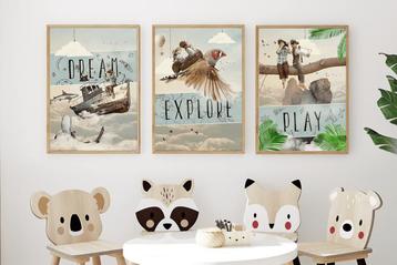 Set van 3 kinder posters ‘Dream, Play, Explore’ - A3 €39,90 beschikbaar voor biedingen