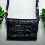 Vintage Tas Universele Maat Zwart Leer Krokodillen Print, Sieraden, Tassen en Uiterlijk, Tassen | Damestassen, Gebruikt, Verzenden
