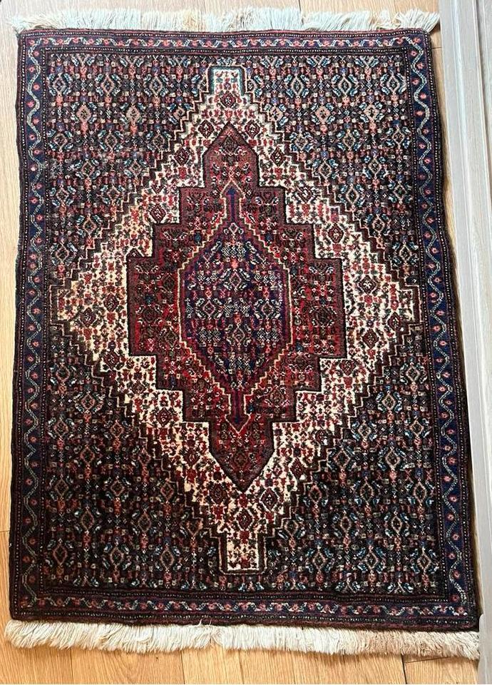 Handgeknoopt Perzisch Senneh-tapijt –100 x 72 cm | 1970-1980, Huis en Inrichting, Stoffering | Tapijten en Kleden, Zo goed als nieuw