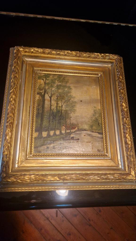 M. Ras - Hollands Landschap met Lijst, Antiek en Kunst, Kunst | Schilderijen | Klassiek, Ophalen
