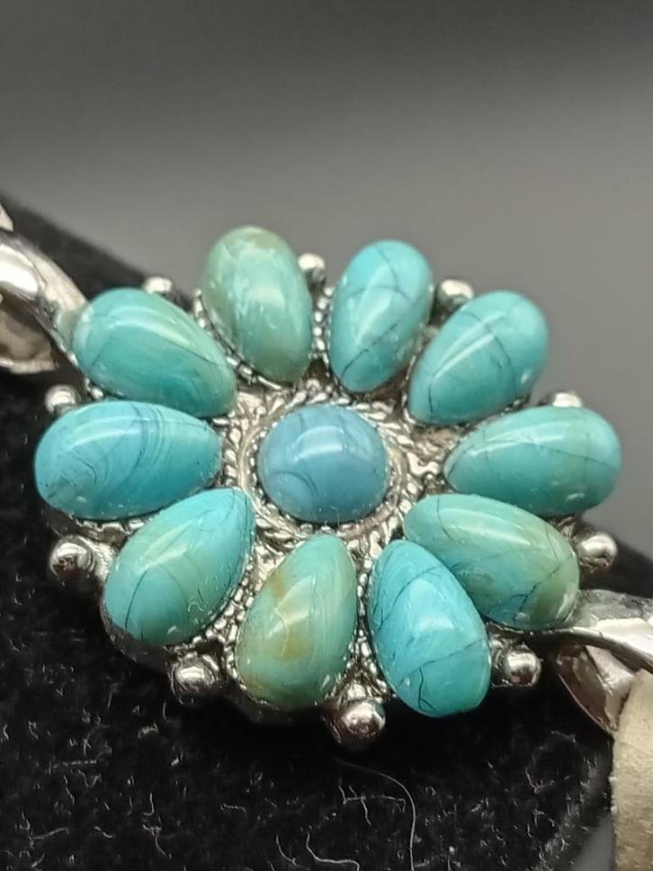 Bohemian armband met turquoise-look bloem, Sieraden, Tassen en Uiterlijk, Armbanden, Nieuw, Overige materialen, Blauw, Met strass
