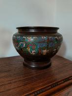 Bronzen cloisonne bloempot/ bloem pot, Antiek en Kunst, Ophalen of Verzenden