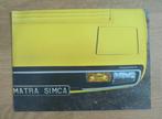 Matra Simca Bagheera Unieke brochure! Incl. kopie ANWB test, Ophalen of Verzenden, Zo goed als nieuw, Mercedes