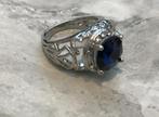 Ring 925 sterling zilver met blauwe steen  maat 17.5 -NIEUW-, Sieraden, Tassen en Uiterlijk, Ringen, Blauw, Nieuw, Ophalen of Verzenden