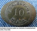 oude koperen/brons penning, Paardensport, jaren 40 Zweden, Ophalen of Verzenden, Brons, Buitenland