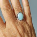 Zilveren ring met natuurlijke Larimar steen zilver 925, Sieraden, Tassen en Uiterlijk, Ringen, O.T., Blauw, Nieuw, Ophalen of Verzenden