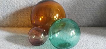 Antieke glazen (visnet) drijvers, Scandinavisch.  beschikbaar voor biedingen