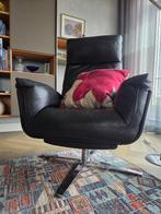 Zwarte leren fauteuil Shelby, Huis en Inrichting, Fauteuils, Ophalen, Minder dan 75 cm, Leer, Zo goed als nieuw