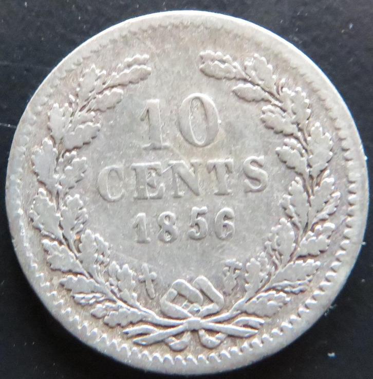 10 Cent 1856, Postzegels en Munten, Munten | Nederland, Losse munt, 10 cent, Koning Willem III, Zilver, Verzenden