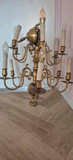 Massief Messing Kroonluchter 12-armig, Ophalen