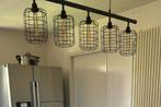 Industriële 5-lichts hanglamp met metalen draadkorven, Ophalen, Zo goed als nieuw, Metaal, Minder dan 50 cm