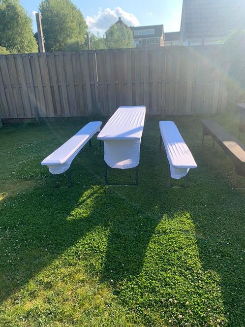 Picknick set met rok te huur., Tuin en Terras, Picknicktafels, Gebruikt, Rechthoekig, Ophalen of Verzenden