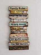 Decoratieve Houten Wanddecoratie - Family Rules, Huis en Inrichting, Ophalen of Verzenden, Gebruikt