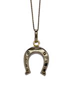 14 Karaat Gouden Ketting Hanger Hoefzijzer - 2.5 cm, Overige voorstellingen, -, Ophalen of Verzenden, Zo goed als nieuw