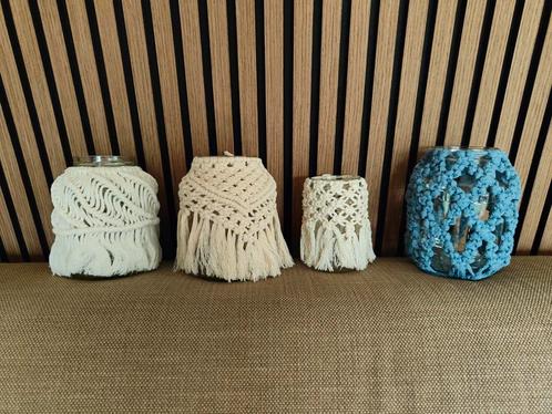 Macrame bewerkte vazen, Huis en Inrichting, Woonaccessoires | Vazen, Nieuw, Overige kleuren, Minder dan 50 cm, Glas, Ophalen of Verzenden