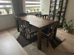Massief eiken meubels eettafel salontafel dressior vitrine, Ophalen, Gebruikt, Massief eiken, 4 tot 6 stoelen