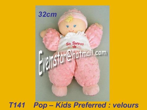 T141 Pop - Kids Prefferd : roze velours popje So Sweet 32cm, Kinderen en Baby's, Speelgoed | Knuffels en Pluche, Zo goed als nieuw