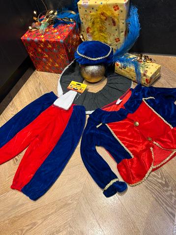 Pietenpak maat 110 blauw met rood luxe sinterklaas  jongen beschikbaar voor biedingen