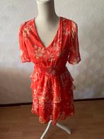 Prachtig koraalrood jurkje maat S, Ophalen of Verzenden, Zo goed als nieuw, Knielengte, Maat 36 (S)