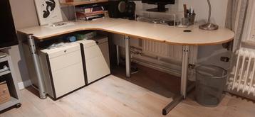 Gispen T poot bureau hoek opstelling 140/200 x60/80 cm, H 75