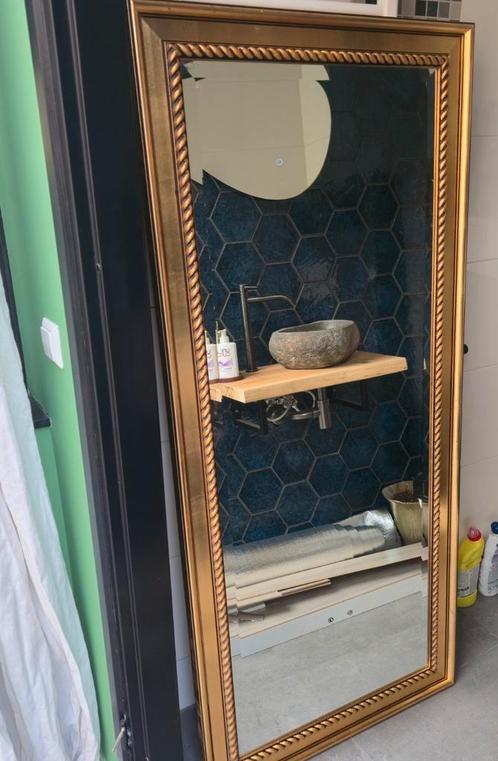 Enorme goud vergulde spiegel met facetgeslepen glas, Huis en Inrichting, Woonaccessoires | Spiegels, Gebruikt, 50 tot 75 cm, 150 tot 200 cm