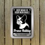 waarschuwingsbord Franse Bulldog mat zwart zilver, Ophalen of Verzenden