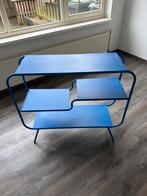 Blauw metalen bijzettafel met 3 niveaus, Ophalen, Zo goed als nieuw