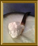 Oud gebruikt meerschuim pijpje met hoofd, man met baard, Antiek en Kunst, Ophalen of Verzenden