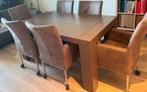 6 Lederen verrijdbare stoelen, Huis en Inrichting, Ophalen, Bruin, Leer, Zo goed als nieuw