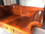 Teak Houten Bank India - 160cm - Prachtig Houtsnijwerk, Antiek en Kunst, Ophalen